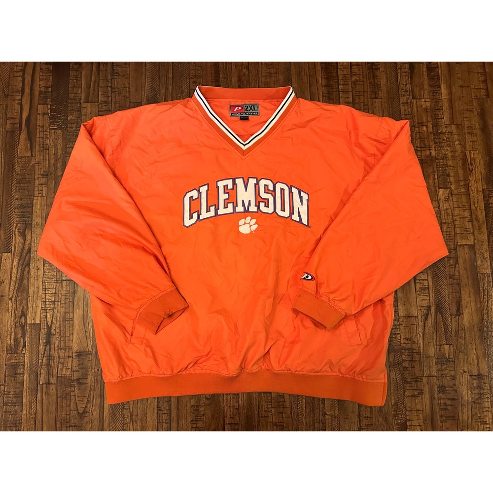 Vintage 90s Pro Player Clemson‎ University Size 2XL Pullover Windbreaker Stains